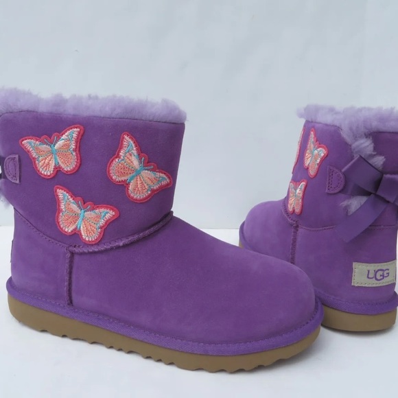 UGG Australia Boots Kids 5 Mini Bailey Bow II Butterfly Purple - Picture 1 of 7